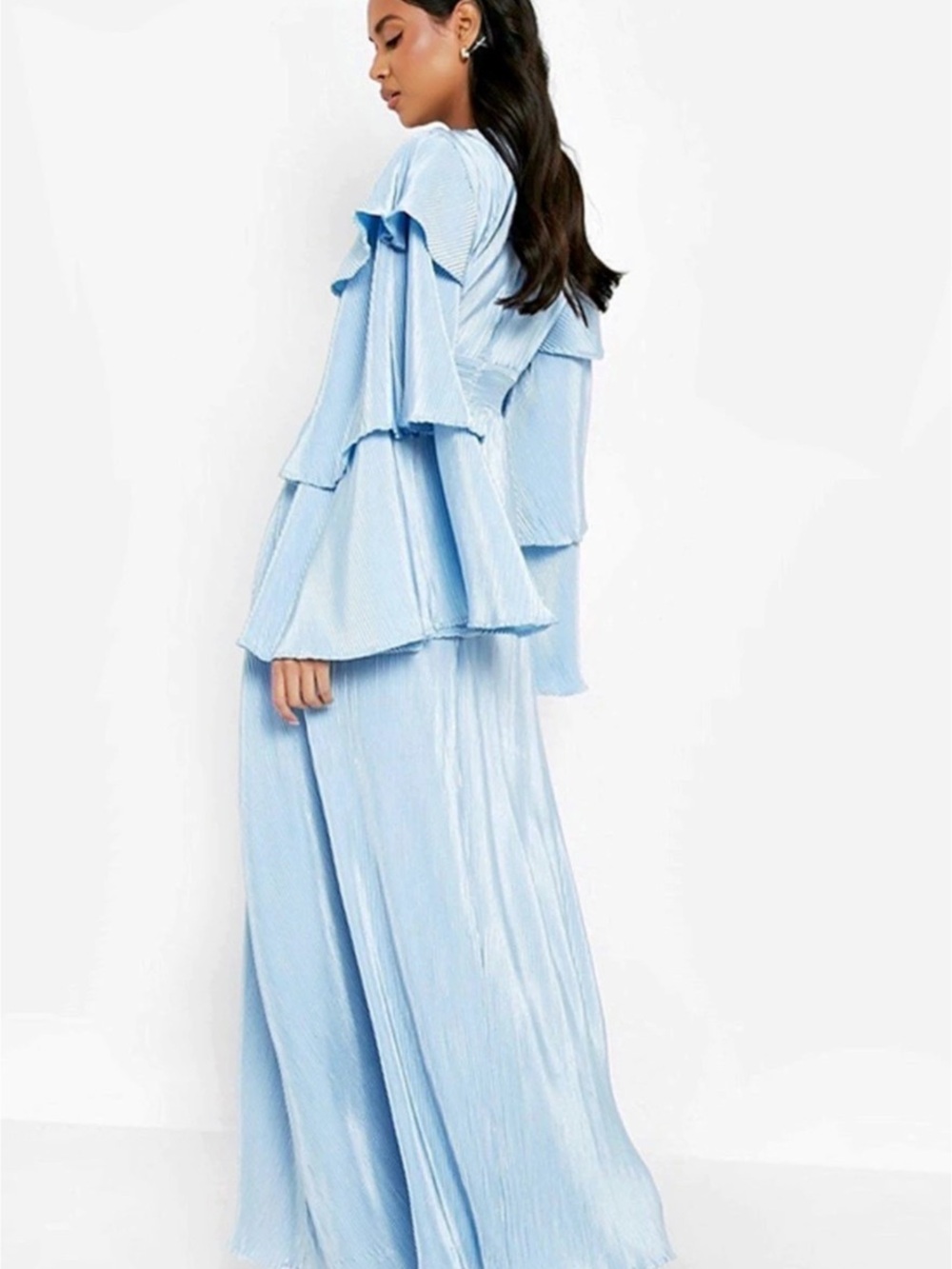 Boohoo Formal Blue Ruffle Dress - Picture 2 of 3